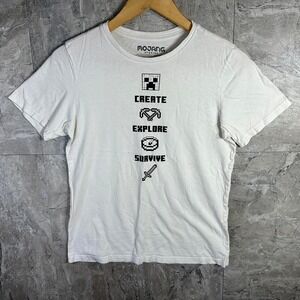 White Minecraft cotton t-shirt Kids‎ XL  14-16 #gaming